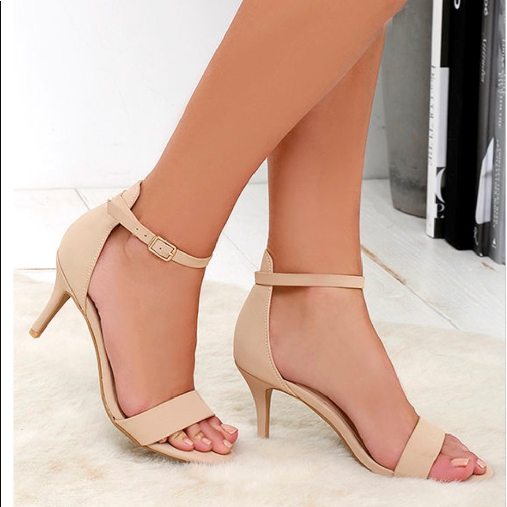 COPY - Nude Nubuck Ankle Strap Heels